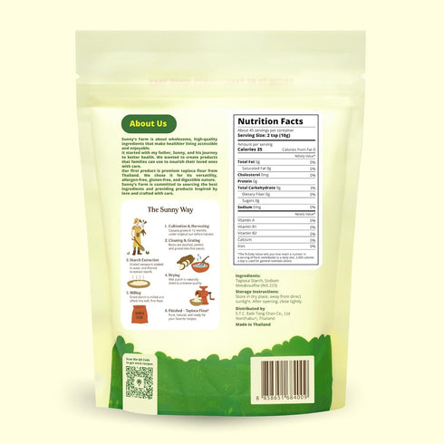 16oz (Pack 1) Sunny's Farm Tapioca Flour Non-GMO, Gluten-Free, Grain-Free, Vegan Tapioca Starch for Baking, Cooking