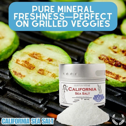 3.4oz #9 California Sea Salt | Non GMO Verified | Finishing Salt | | Crafted In Small Batches by Gustus Vitae |