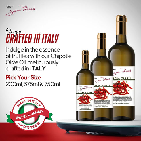 750ml(25oz) Chef Jean Pierre's Extra Virgin Chipotle Olive Oil - Glass Bottle - Naturally Infused with Sweet and Tangy