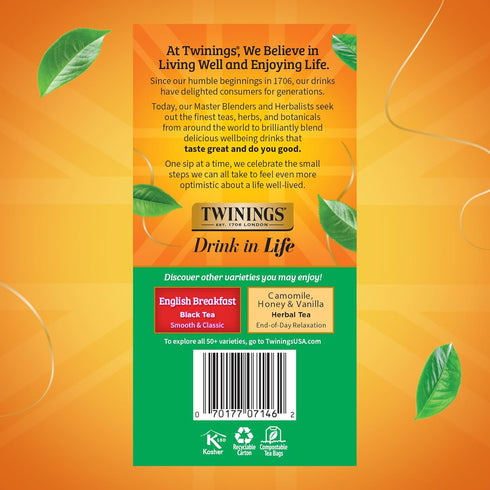 50 Count (Pack 6), 300 Twinings Irish Breakfast Black Tea Individually Wrapped Bags, of Flavourful, Bold, Robust