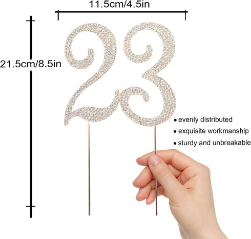 23 Years Birthday Cake Topper, New Best Crystal Rhinestone 23rd Wedding Anniversary or 23 Years Old Decoration