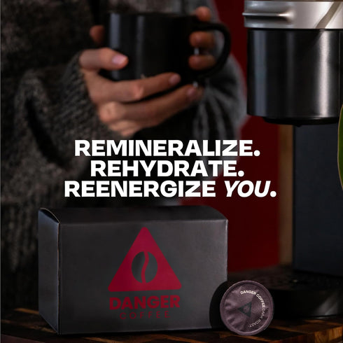 12 Danger Coffee by Dave Asprey, Remineralized, Mold Free & Lab Tested Compostable Pods | Dark Roast Pods
