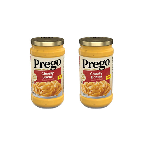 Prego Cheesy Bacon Cheddar Cheese Sauce, 14.5 oz Jar (Pack of 2)