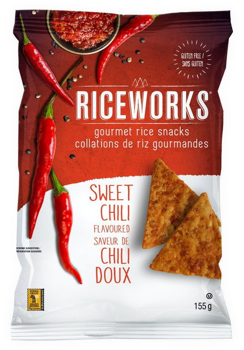Riceworks Gourmet Gluten-Free Rice Chips - Organic Healthy Snack - 155G, 12