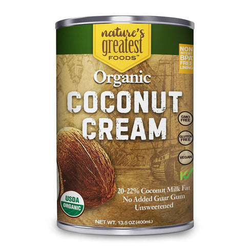 Organic Coconut Cream NO GUAR GUM, Unsweetened, 2022% Fat, 13.5 oz (12-Pack)
