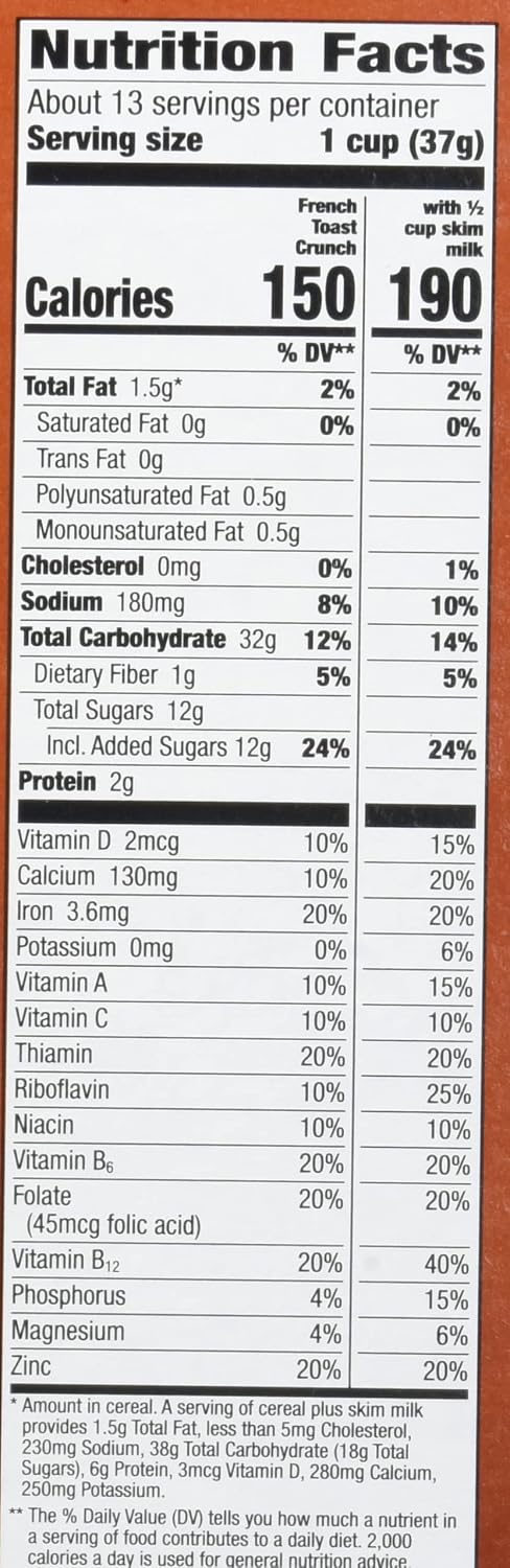 French Toast Crunch 17.4 oz (Pack 5) , Breakfast Cereal