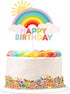 Glitter Happy Birthday Cake Toppers, Rainbow Cake Picks for Baby Shower Birthday Party Decoration Supplies