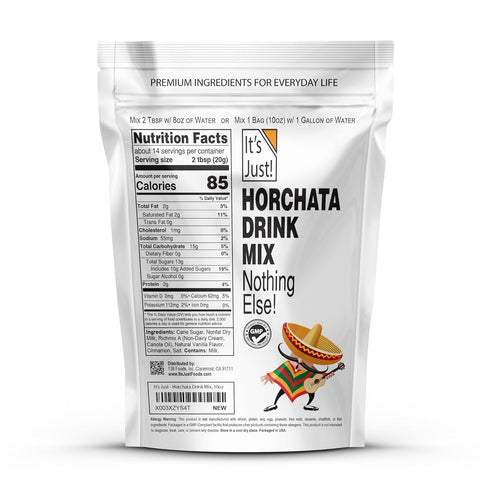 1 10oz It's Just - Horchata Drink Mix, Just Add Water, Makes Gallon, Traditional Mexican Flavor, Gluten-Free, Non-GMO