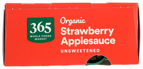 365 3.2 (Pack 4) by Whole Foods Market, Organic Strawberry Applesauce Pouches, Unsweetened, Ounce