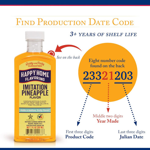 Happy Home Imitation Pineapple Flavoring, Certified Kosher, 7 oz