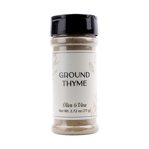 Olive & Vine Ground Thyme, Earthy & Aromatic, Seasoning for Roasts, Soups,
