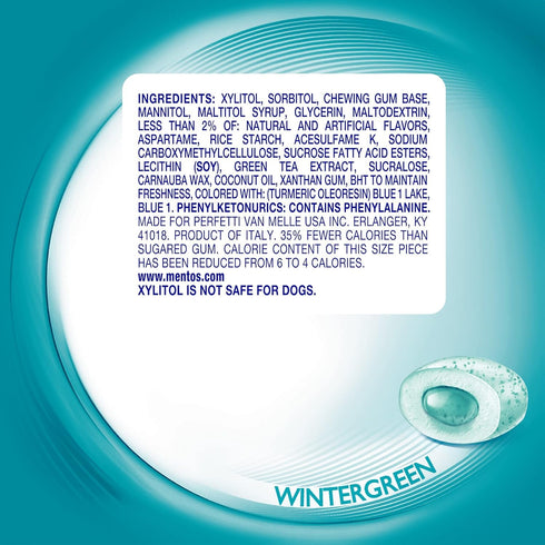 50 Count (Pack 6) Mentos Pure Fresh Sugar-Free Chewing Gum with Xylitol, Wintergreen, Bulk