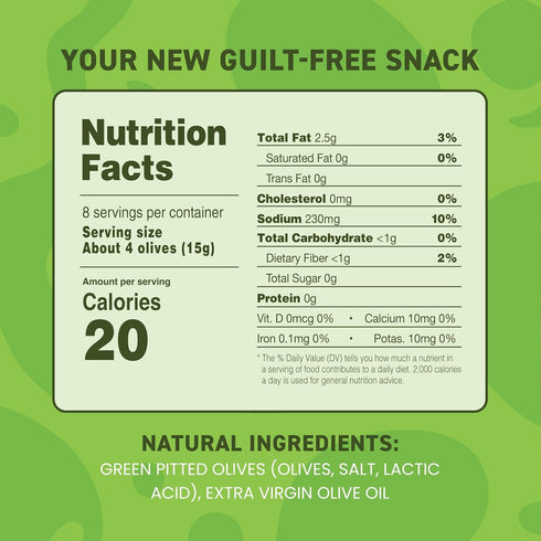 4 Freestyle Snacks Original Green Olives, Ounce