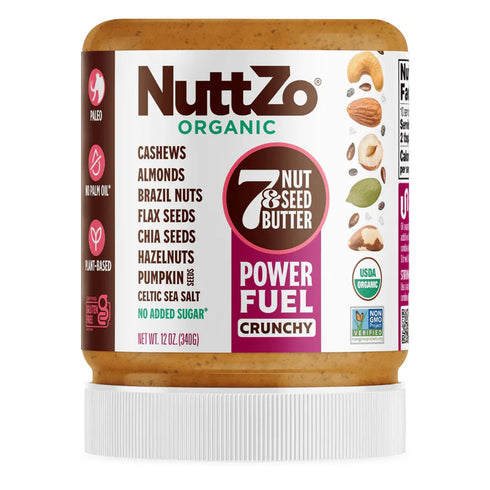 NuttZo Organic Power Fuel 7 Nuts and Seeds Butter, Crunchy, Paleo and