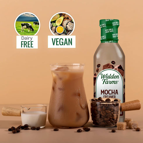 6-Pack, 12 oz Walden Farms Mocha Coffee Creamer Zero Calorie, Sugar Free, Keto & Fat Free Non-Dairy Creamer for Coffee