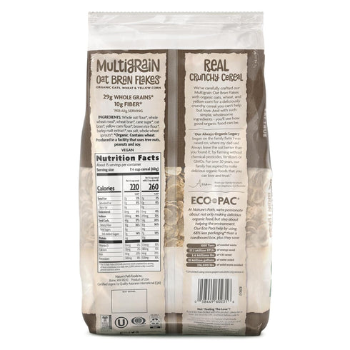 32 oz (Pack 1), Packaging Nature's Path Organic Multigrain Oat Bran Flakes Cereal, of Non-GMO, Earth Friendly
