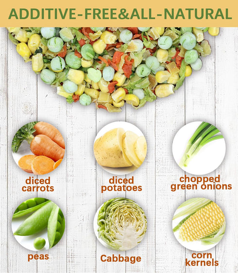 220G/7.76OZ Dried Ramen Toppings, Dehydrated Vegetables, Natural Freeze Dried Vegetables, Carrots, Cabbage, Onions