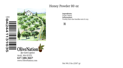 80 OliveNation Honey Powder for Baking, Cooking, and Beverages, Sucrose with Natural Honey, Gluten Free, Kosher