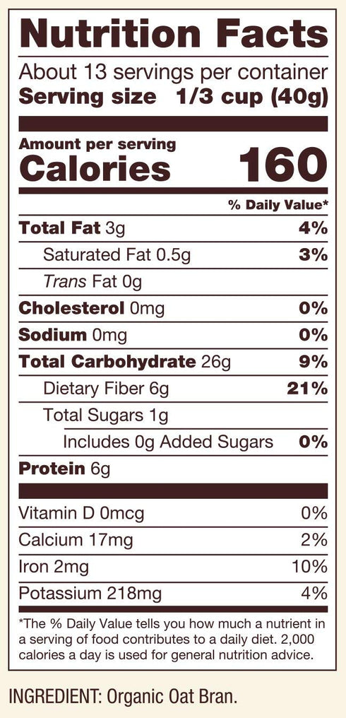18 (Pack 2) Bob's Red Mill Organic Oat Bran Hot Cereal Ounce
