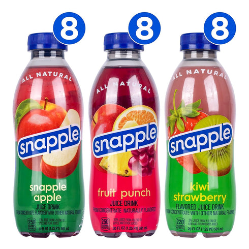 Pack, 20 oz., 24/Pack (26001) Snapple Juice Drink Variety