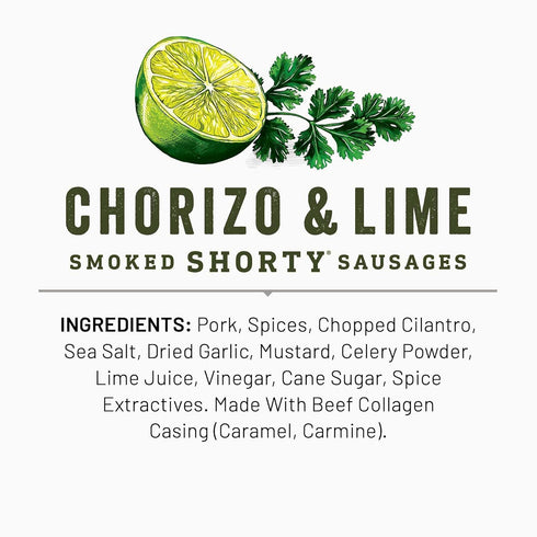 7g 5 oz. Duke's Pork Chorizo & Lime Smoked Shorty Sausages, Protein Per Serving
