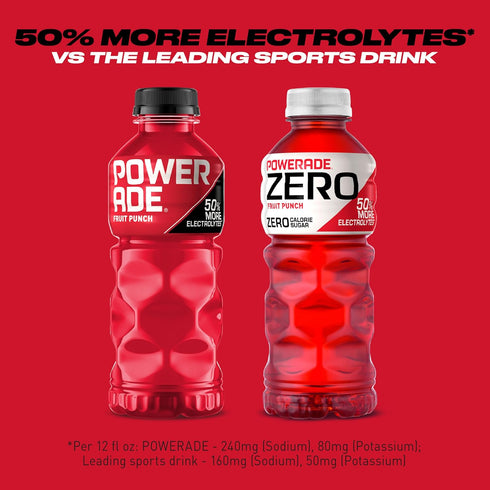 20 Oz 8 Pack Powerade Fruit Punch, Electrolyte Enhanced Sports Drink, Fl Bottles