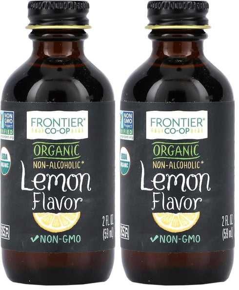 Frontier Co-op Organic Lemon Flavor, 2 Ounce Glass Jar, Tart Citrus Flavor