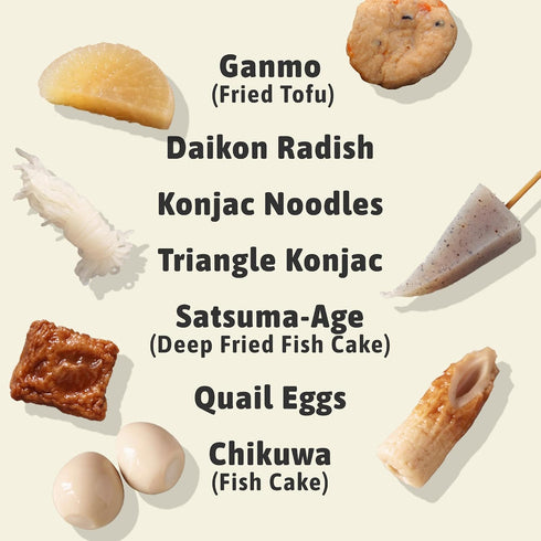 3-Pack KOTENGU Japanese Canned Oden | Ganmo Fried Tofu & Daikon Radish | Authentic Hot Pot Soup | Eat Hot or Cold | No
