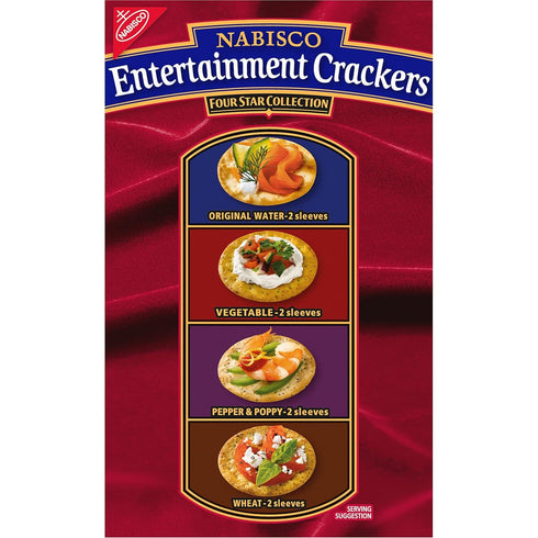 Pack, 40 8 Nbisco Entertainment Crackers Variety Ounce Box, Vegetable, Wheat, Original Water, Pepper & Poppy