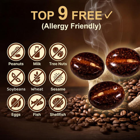 1lb Coffee Bean-Shaped Hard Candies Individually Wrapped Bulk Bag, Assorted Barley & Mint-Flavored Milk Coffee Candy
