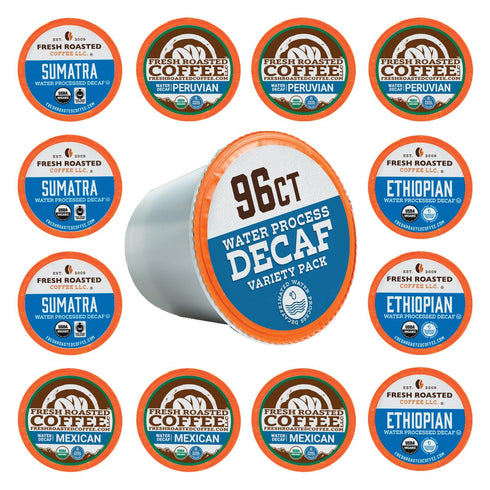 Pack 96 Fresh Roasted Coffee, Organic Water-Processed Decaf Variety | USDA Organic, Kosher | K-Cup Compatible, Pods