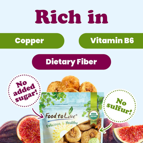 5 Food to Live Organic Turkish Smyrna Figs, Pounds Non-GMO, Sun-Dried, Unsulfured, No Added Sugar, Kosher, Vegan, Bulk