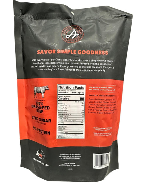 Generic 100% 1oz (16Pack)(Total 16oz) (Pack 1) Grass-Fed Beef Sticks, CLASSIC, Full Size