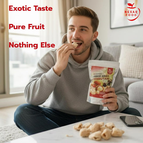NESAR FOOD 100% 70 (2.47 oz Pack 1) Premium Freeze Dried Rambutan Natural, Freeze-dried fruit, Real Fruit Snack, No