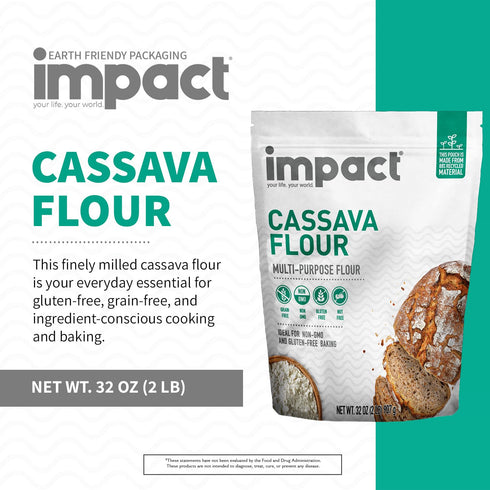 2lb Impact - Conventional Cassava Flour, Gluten, Grain, Dairy, Soy & Nut Free, Vegan, Non-GMO, Fine Texture