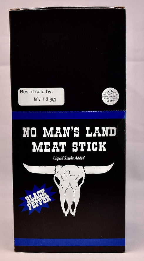 24 1oz No Man's Land BLACK PEPPER Meat Sticks High Protein Low Calorie Low Carb Meat Snack Carton of Sticks