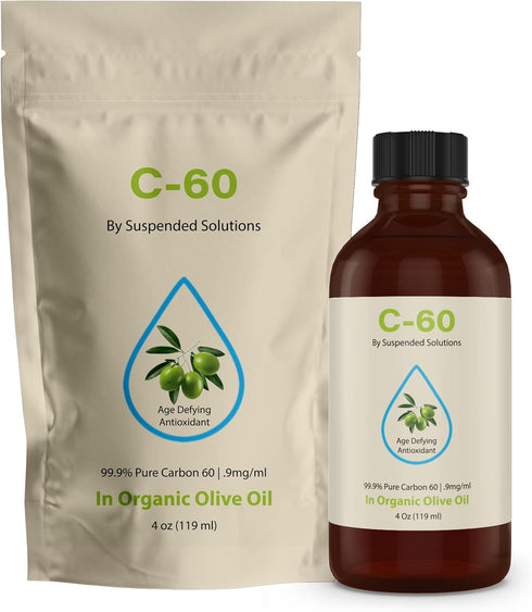 Carbon 60 C60 in Olive Oil 4oz Glass Bottle, 108mg Pure C60,