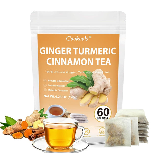 Cookools Ginger Turmeric Tea 2g x 60 Teabags | 100% Golden Blend for