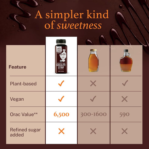 1Squeeze (17oz) Date Lady Chocolate Syrup | Sweetened Only with Dates | Organic, Vegan, Kosher and Dairy Free | Drizzle