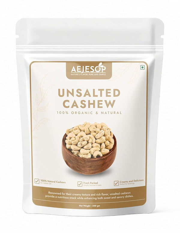 AEJESOP Organic Unsalted Cashew, Raw Cashews Whole, 7oz (200g)
