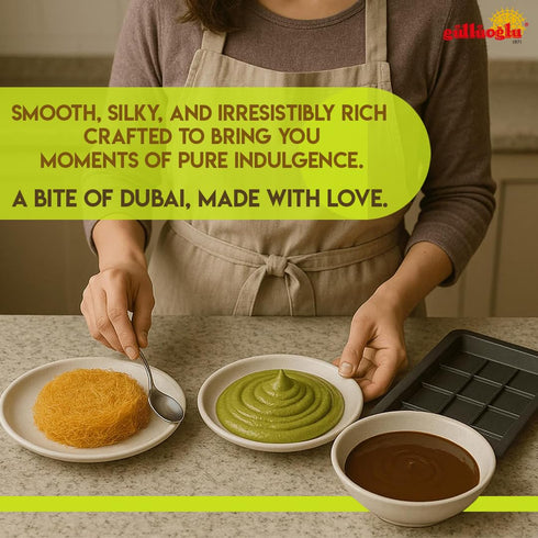 200g 7oz Gulluoglu Dubai Chocolate Filling Pistachio Cream with Crispy Kadayif | Middle Eastern Gourmet Dessert Best