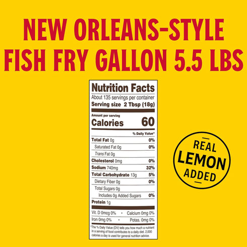 5.50 Lbs Pack) Louisiana Fish Fry - New Orleans Style Lemon Fish Fry - Gallon (Gift