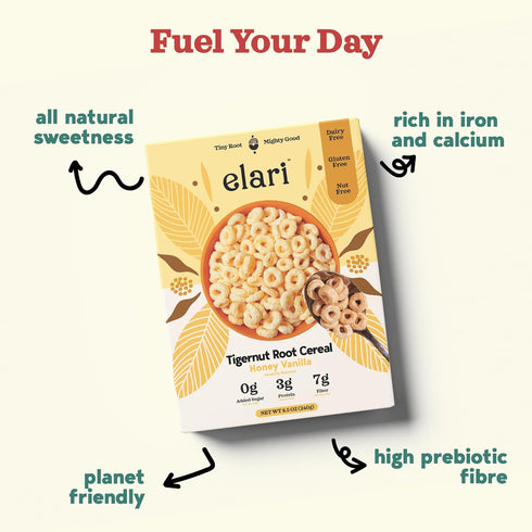 8.5 oz, (1 Pack, Elari Tigernut Root Original Cereal, Gluten-Free, No Added Sugar Honey Vanilla)