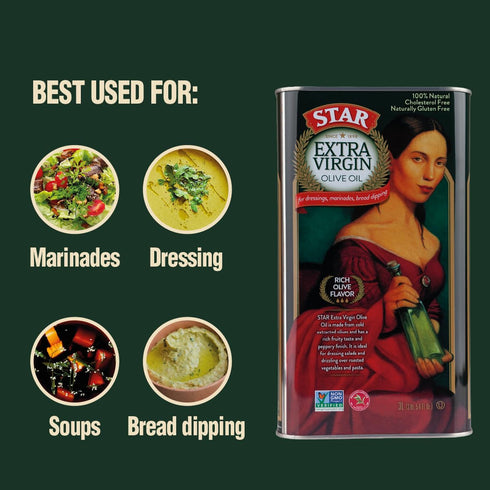 101 Oz (3 STAR | Extra Virgin Olive Oil | L) Tin | Rich Olive Flavor | Ideal for Family Cooking and Daily Use