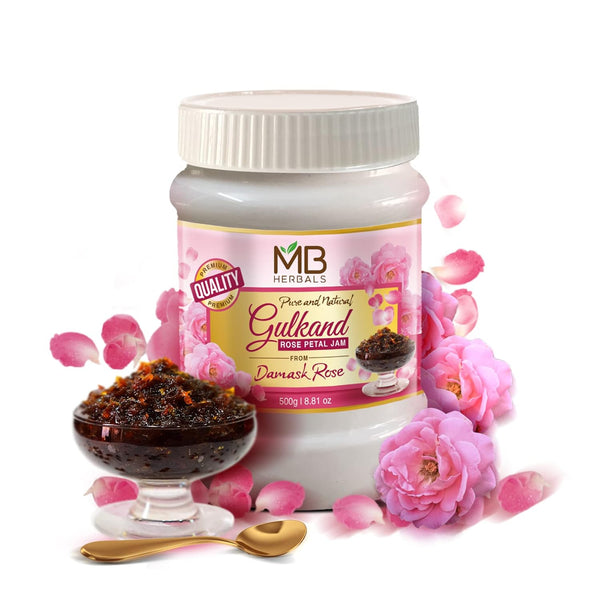 MB Herbals Gulkand 1.1 lb / 500g - Sun-Cooked Damask Rose Pet