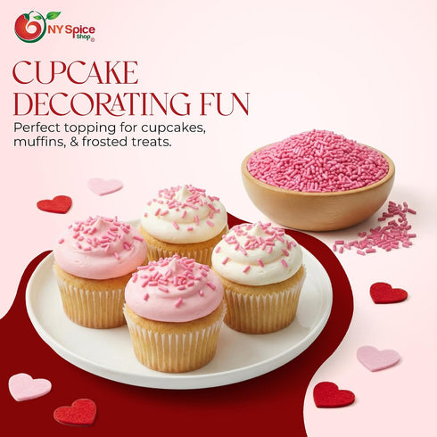 3 NY Spice Shop Pink Sprinkles - Pounds Valetine Edible pink Sprinkles Decorative Sweet for Sweet Treat - Sprinkles