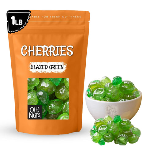 Oh! Nuts Dried Green Cherries Candies - 1 LB Sweetened Dried Fruit