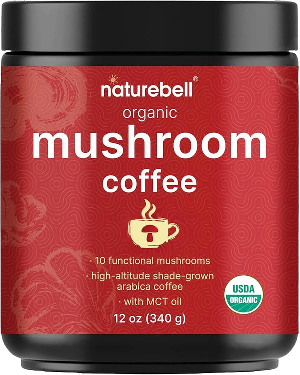 NatureBell Organic Mushroom Coffee - 12 oz - Superfood Blend for Energy