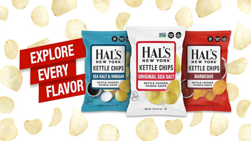 Hal's New York Pack, 10 2 Oz (Pack 10) Kettle Cooked Potato Chips and Popcorn, Variety Flavors