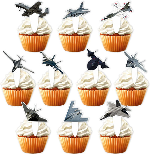 LETLIMIT 30pcs Airplane Dessert Cupcake Topper Baby Shower Children Boy Girl Happy Birthday
